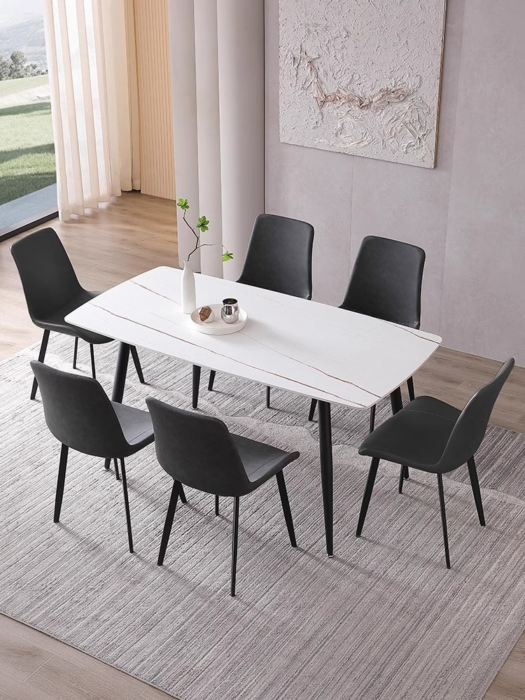 [Pre-order] Nordic Light Luxury Rock Slab Top Dining Table and Chairs ...