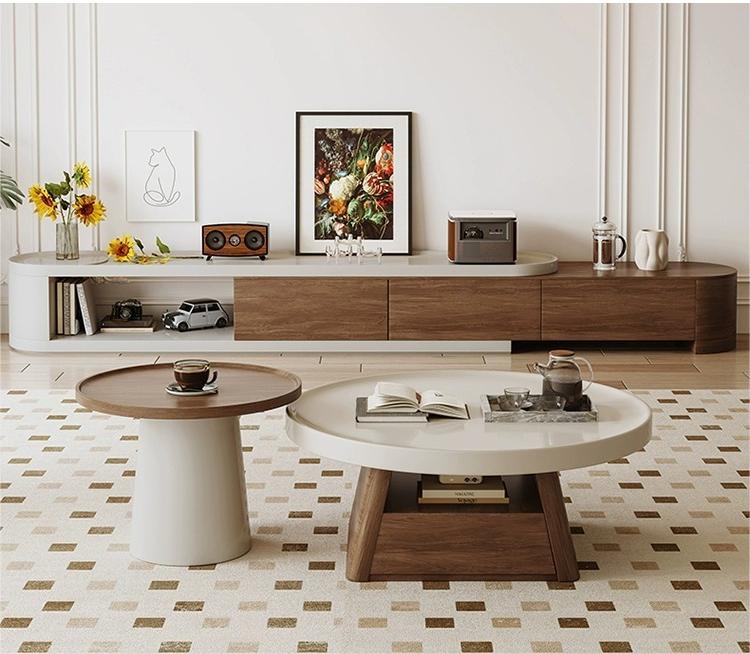 Tea table living room household small apartment simple size round tea ...