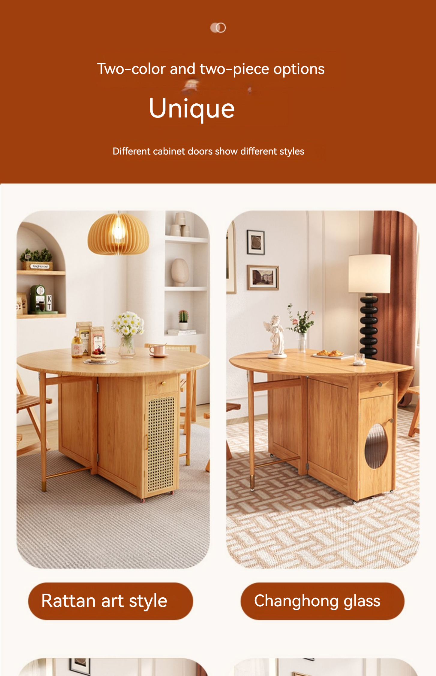 Energy-added Nordic solid wood telescopic folding round dining table ...