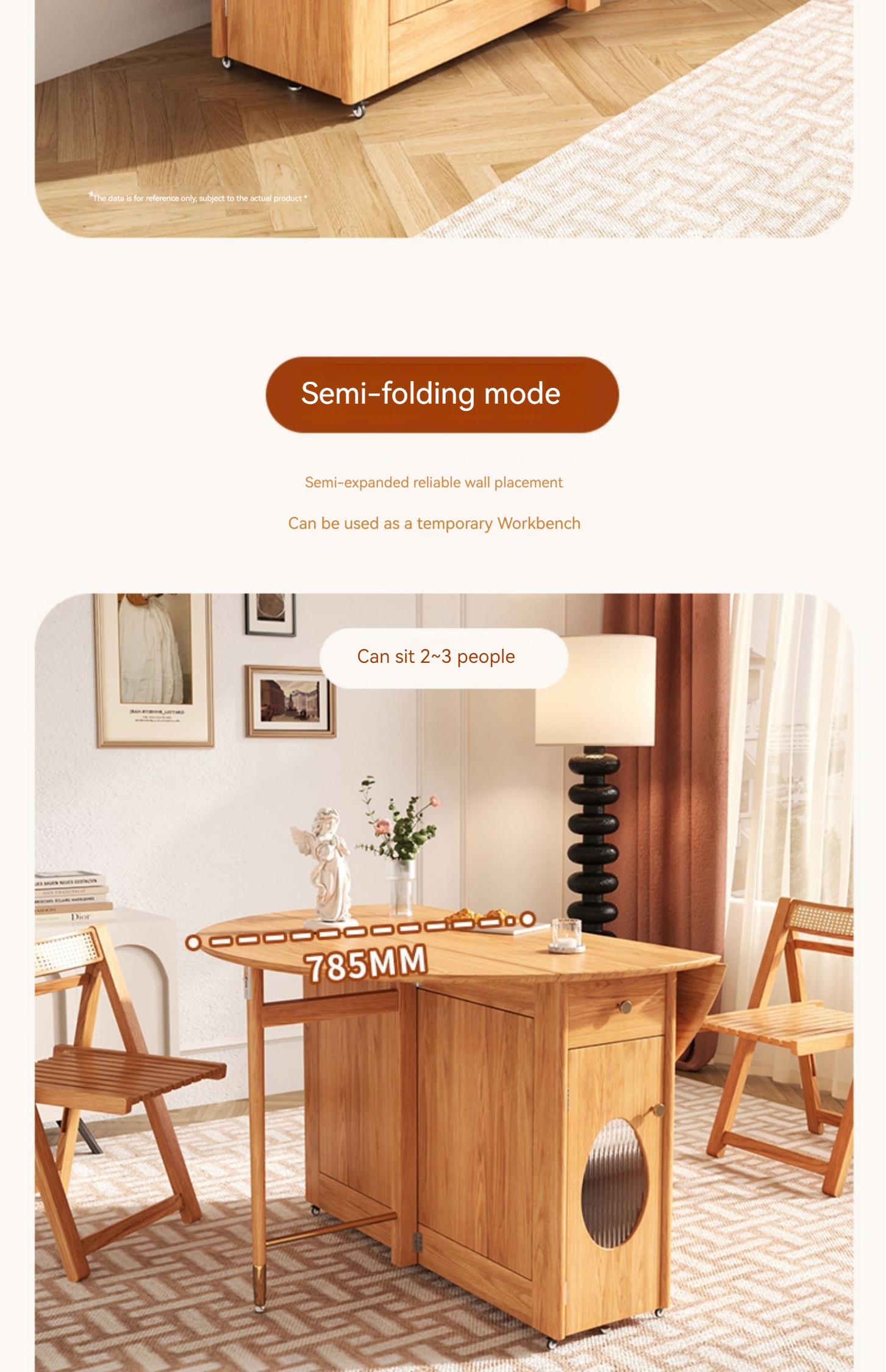 Energy-added Nordic solid wood telescopic folding round dining table ...