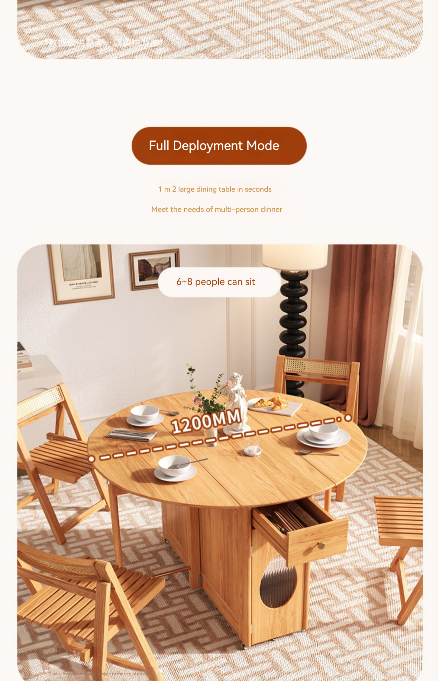 Energy-added Nordic solid wood telescopic folding round dining table ...