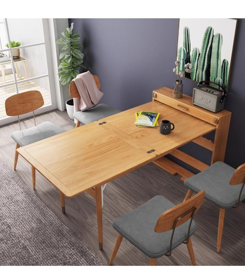 [Pre-order] Extendable and Foldable Solid Wood Dining Table with Chairs ...