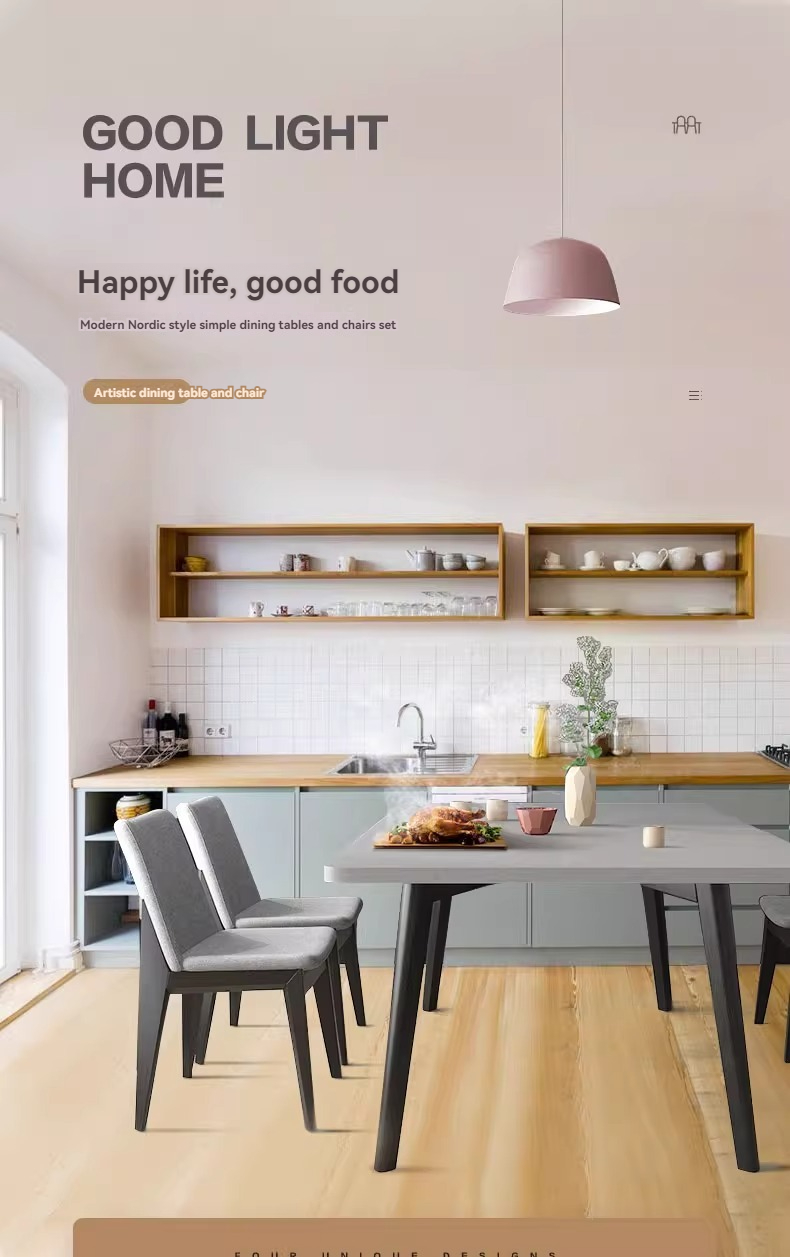Pre order 】 Wood Moon Nordic Long Dining Table Modern Simple Solid Wood ...