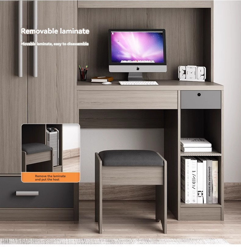Wardrobe Computer Desk 【Pre order】MuYuewardrobe, desk, one piece combination bedroom, small ...
