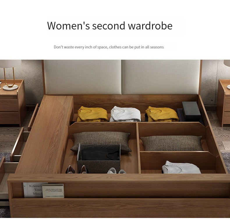 [Pre-order] Nordic Wood Colour 1.5/1.8m Storage Double Bed – with ...