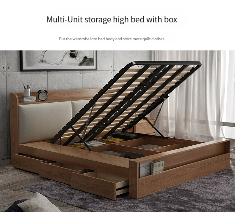 [Pre-order] Nordic Wood Colour 1.5/1.8m Storage Double Bed – with ...